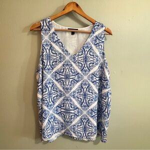 Willi Smith Blue and White Patterned Tank Top